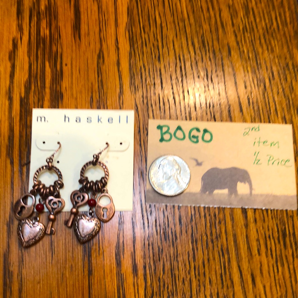 Bogo Sale- Heart With Lock & Key Earrings